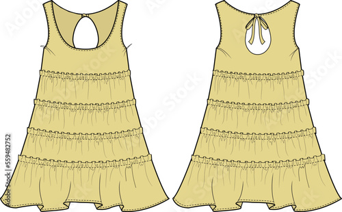 WOMEN AND GIRLS WEAR DRESS FRONT AND BACK VECTOR