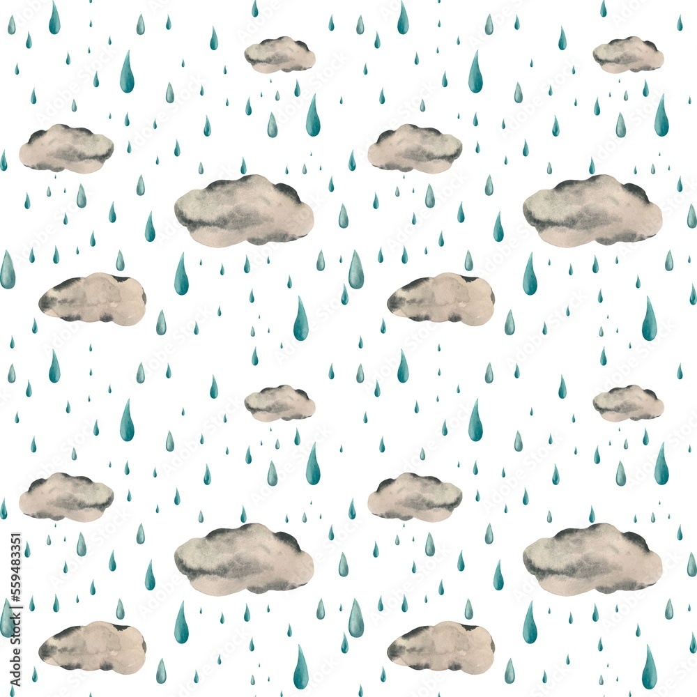 Cloud rainy grey drop simple pattern watercolor Cloud rainy grey drop simple pattern watercolor