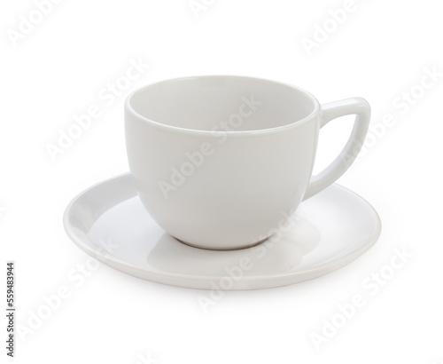 Empty coffee cup with saucer isolated on a white background
