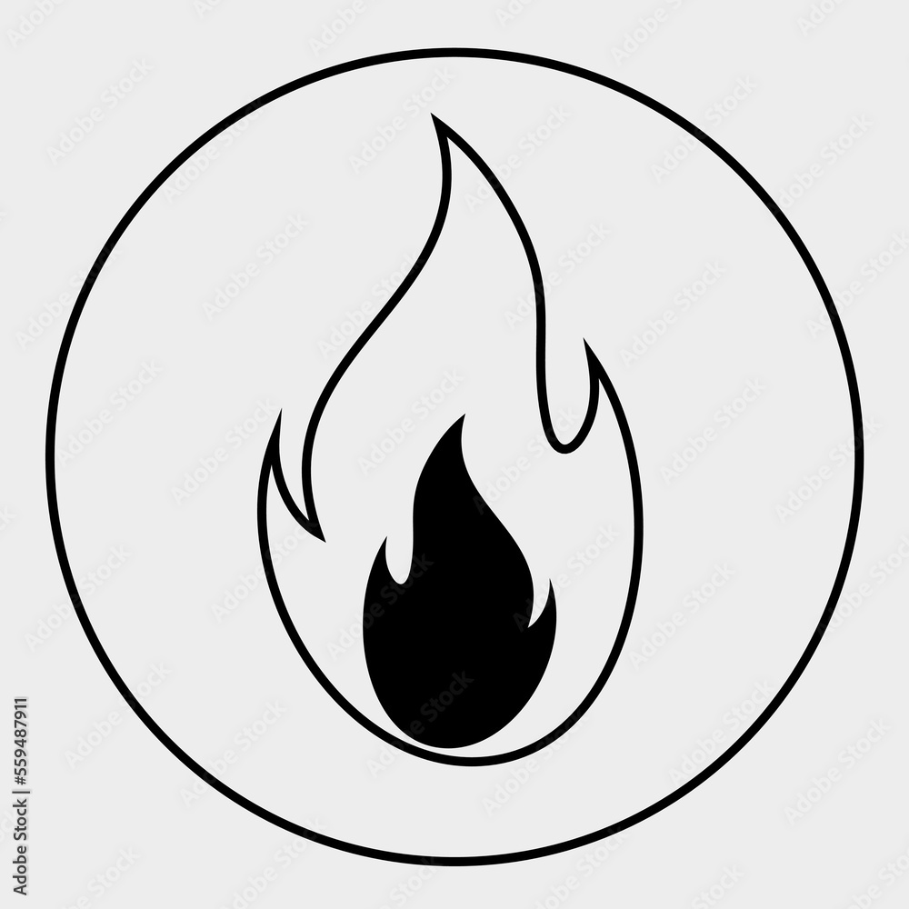 Fire icon or logo isolated sign symbol vector illustration. A high-quality black style fire vector icon with a circle Fire icon or logo isolated sign symbol vector illustration. A high-quality black style fire vector icon with a circle