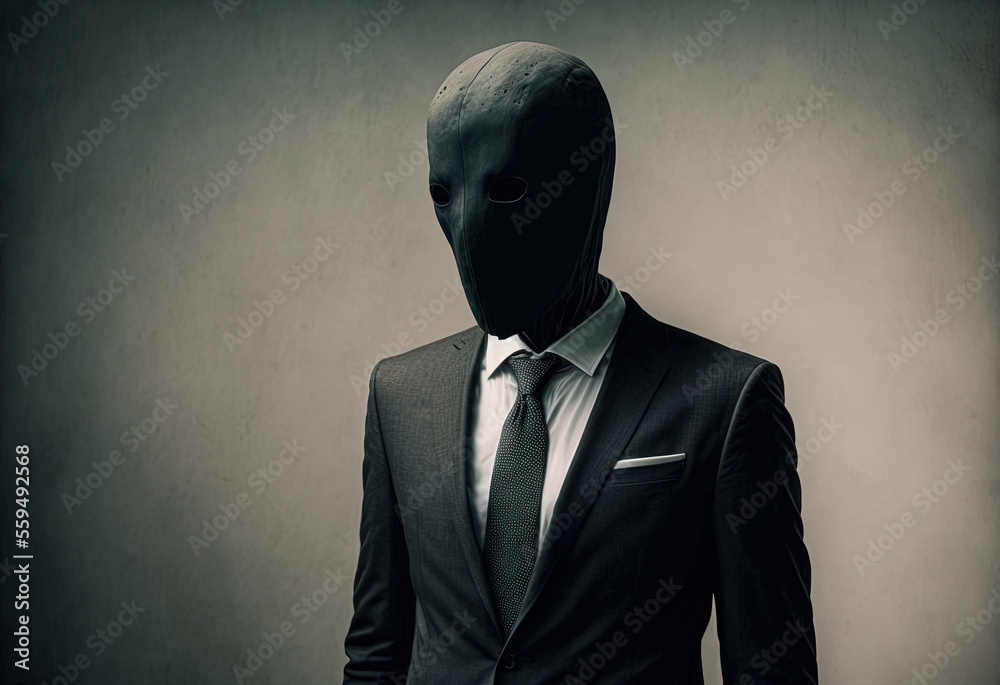 businessman in a suit with black mask created with Generative AI ...