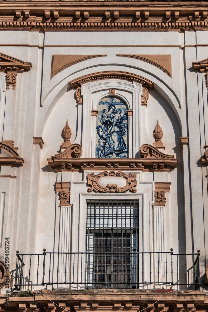 The baroque Church of La Caridad (Iglesia de La Caridad) was built in 1674. Seville, Andalusia, Spain.