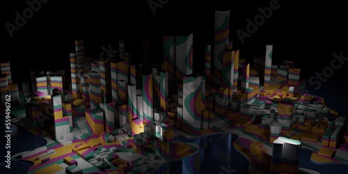 Abstract Colorful New York 3d rendering background illustration.