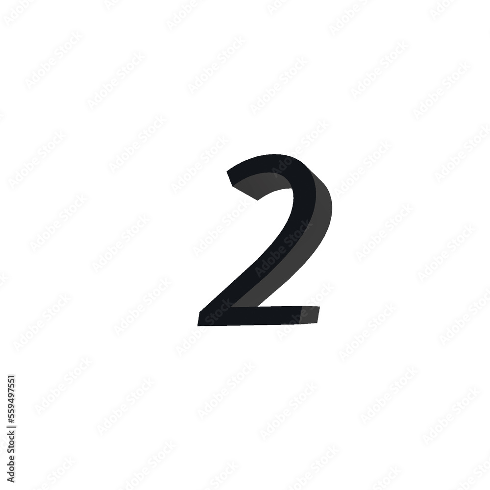 3d symbol. Number 2 (two)