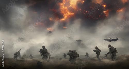 AI Digital Illustration Futuristic War Scenario