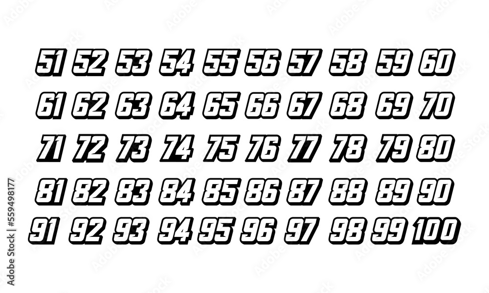 Racing Number, Set of Start Racing number, sport race number Stock