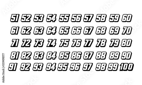 Racing Number, Set of Start Racing number, sport race number