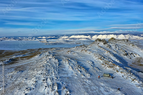 baikal olkhon winter landscape  mountains  stones russia view