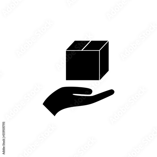 Hand icon illustration with cargo box.