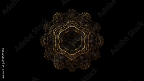 Pulsating 3D fractal Mandelbulb. Visualization of the non-canonical mathematical Mandelbrot set in 3D space. Looped video. Includes alpha matte for composing over footage or another background. photo