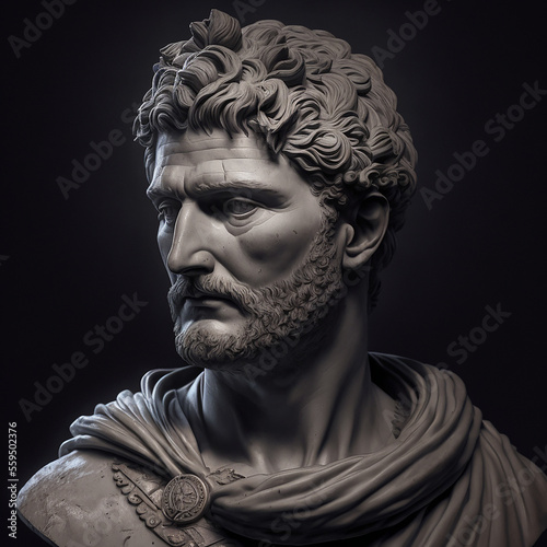 Canvastavla Hadrian Roman Emperor. Created with Generative AI technology.