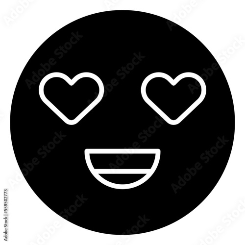 Smiley Isolated Silhouette Solid Line Icon with smiley, emoticon, heart, love-emoji, romance Infographic Simple Vector Illustration