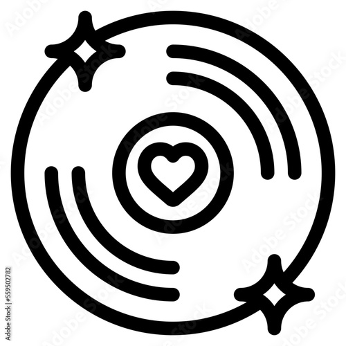 Dvd Isolated Silhouette Solid Line Icon with dvd, disk, heart, valentine, valentines-day Infographic Simple Vector Illustration
