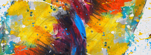 Tableau sur toile Hand draw digital painting abstract art panorama background colors texture design illustration