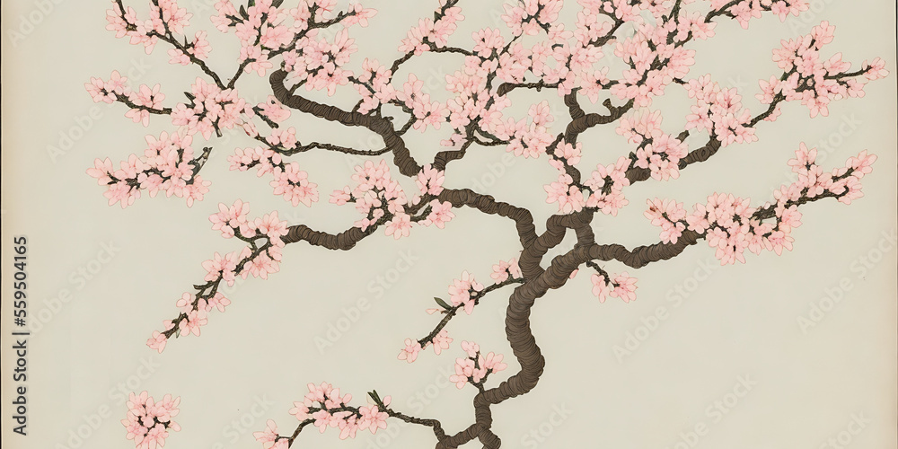 beautiful banner of cherry blossom painting generative ai