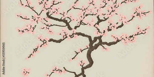 Obraz na płótnie beautiful banner of cherry blossom painting generative ai w salonie