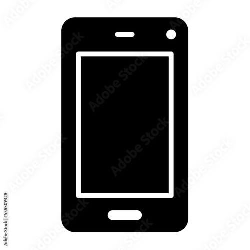 Android-Phone Isolated Silhouette Solid Line Icon with android-phone, cell-phone, mobile, phone, smartphone Infographic Simple Vector Illustration