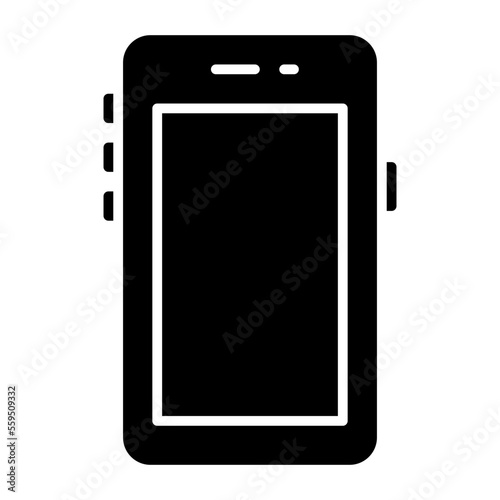 Mobile-Front Isolated Silhouette Solid Line Icon with mobile-front, android-phone, cell-phone, mobile, phone, smartphone Infographic Simple Vector Illustration