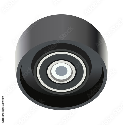 Idler pulley of car and truck engine, vector illustration on white background
