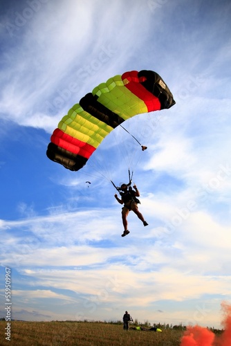 colorful parachute landing