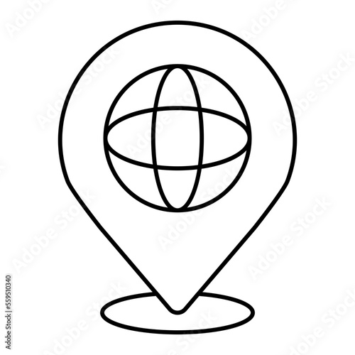 Location Isolated Silhouette Solid Line Icon with location, communication, geo, global, globe, world Infographic Simple Vector Illustration