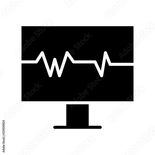 Heartbeat-Screen Isolated Silhouette Solid Line Icon with heartbeat-screen, beat, computer, health, heartbeat, monitoring Infographic Simple Vector Illustration