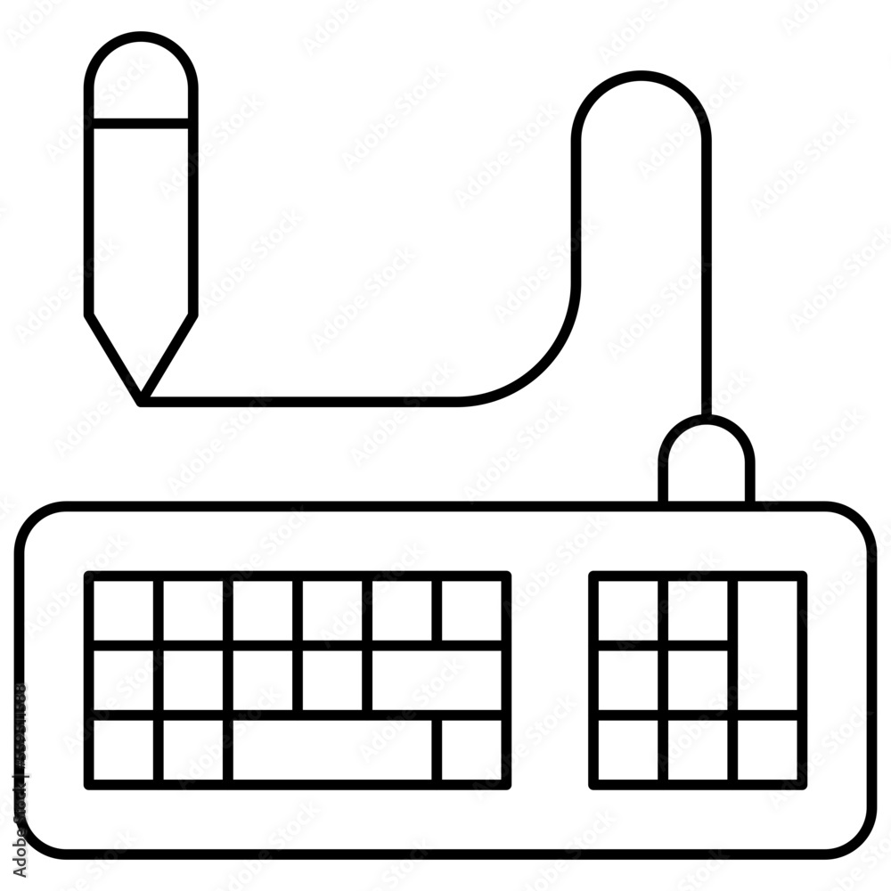 Keyboard Isolated Silhouette Solid Line Icon with keyboard, computer, control, design, pen Infographic Simple Vector Illustration