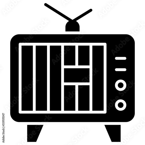 Television Isolated Silhouette Solid Line Icon with television, connect, hobbies, screen, tv Infographic Simple Vector Illustration