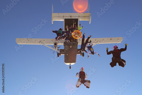 skydivers leave aircraft at 15,000 feet © Dave