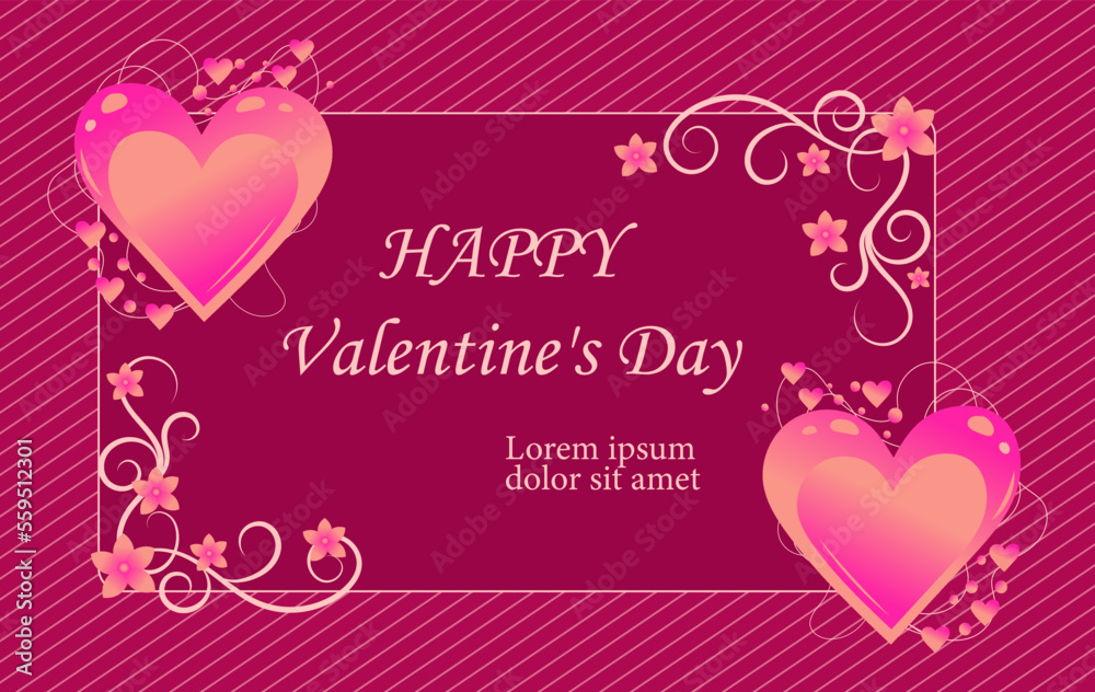Valentine's Day greeting card on purple background in vintage style