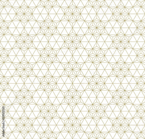 Seamless geometric pattern based on japanese style Kumiko.Gold lines.