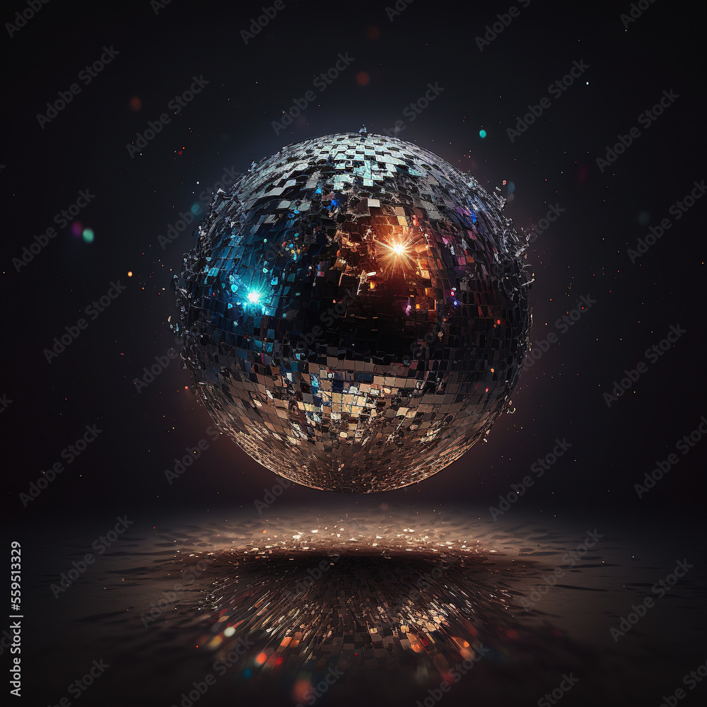 Mirror Disco Ball. Generative AI. - obrazy, fototapety, plakaty 