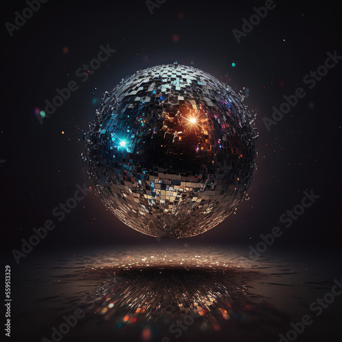 Mirror Disco Ball. Generative AI.