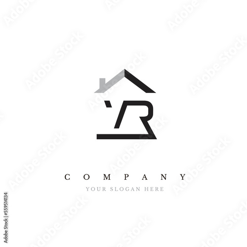 Initial VR Real Estate Logo Design Vector