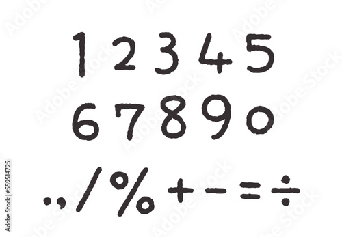 シンプルでかわいい数字セット 手書き 割合 数値 装飾 フォント