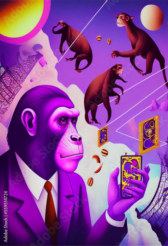A Surreal Purple Ape Gambler