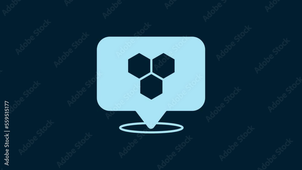 White Honeycomb bee location map pin pointer icon isolated on blue background. Farm animal map pointer. 4K Video motion graphic animation White Honeycomb bee location map pin pointer icon isolated on blue background. Farm animal map pointer. 4K Video motion graphic animation