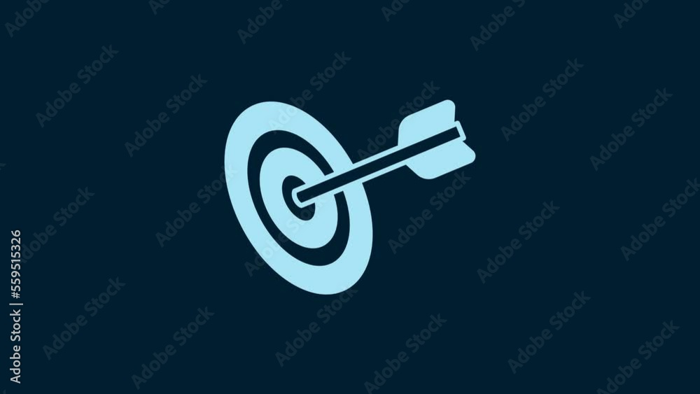White Target financial goal concept icon isolated on blue background. Symbolic goals achievement, success. 4K Video motion graphic animation White Target financial goal concept icon isolated on blue background. Symbolic goals achievement, success. 4K Video motion graphic animation