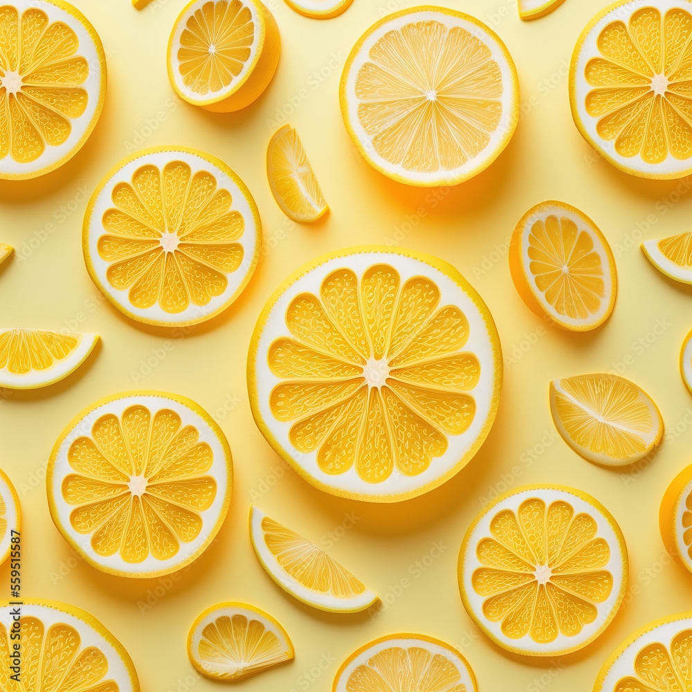 lemons and lemon slices. Generative AI