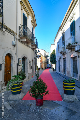 Canvastavla A narrow street among the old houses of Melfi, a village in the province of Potenza in Italy