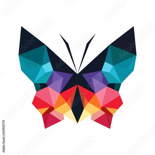 Colored Butterfly Polygonal Art Vector Isolated On White Background