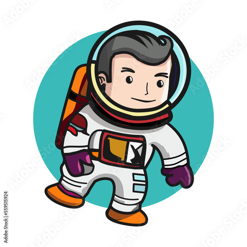 Colored Cute Astronaut Cartoon Vector
