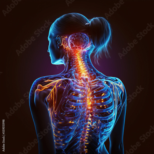 A man having acute pain in the back. Generative AI.