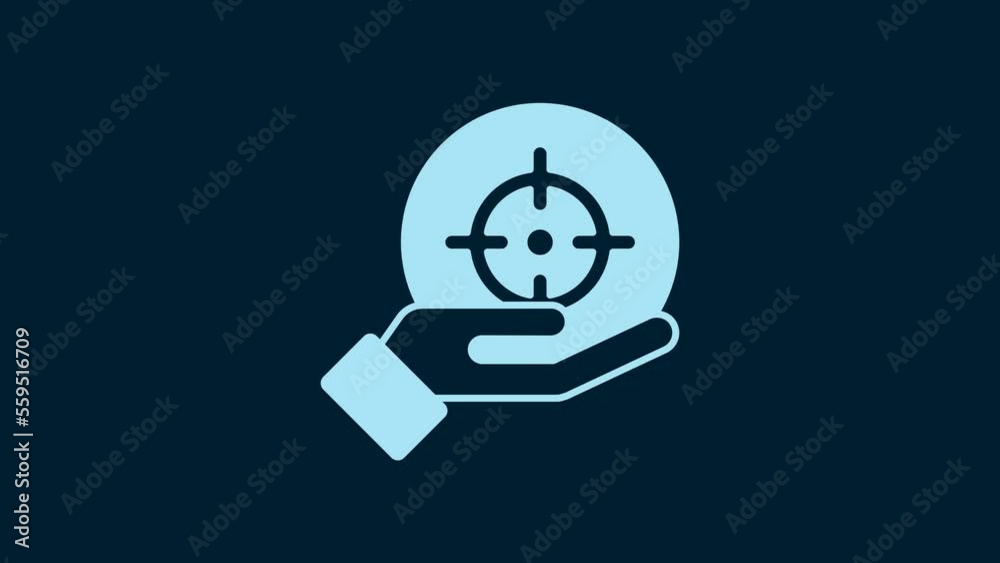 White Target financial goal concept icon isolated on blue background. Symbolic goals achievement, success. 4K Video motion graphic animation White Target financial goal concept icon isolated on blue background. Symbolic goals achievement, success. 4K Video motion graphic animation
