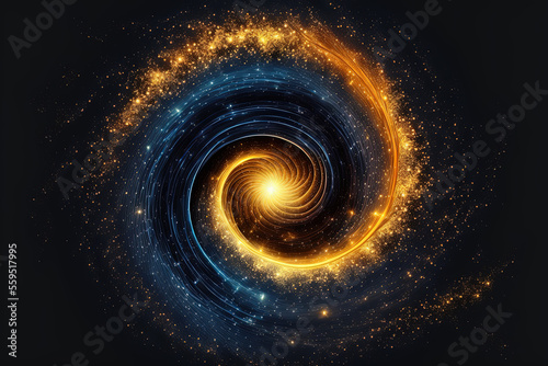 Space background with golden spiral. Astrology and fantasy illustration. Golden ratio. Generative AI