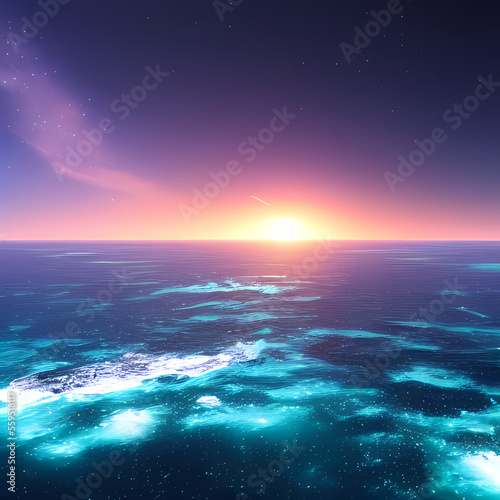 sunset over the sea © 光海 李