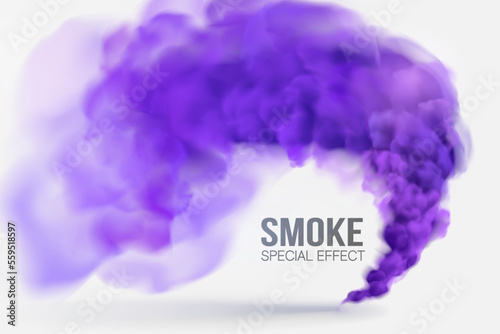Vector illustration of violet smoke on white background. Use it as an element of background in your design