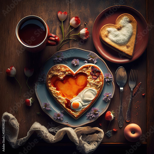 valentine's day breakfast for lovers. Generative AI