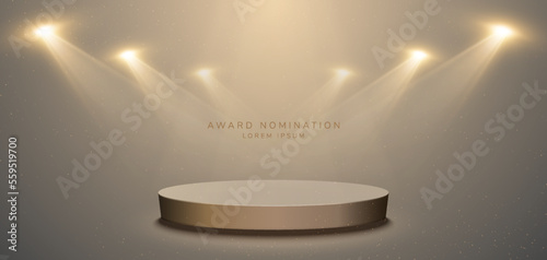 Award Nomination Background. Luxury Banner With Spotlights and Stage photo