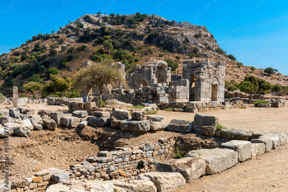 The ruins of the city of Kaunos near Dalyan in Turkey
